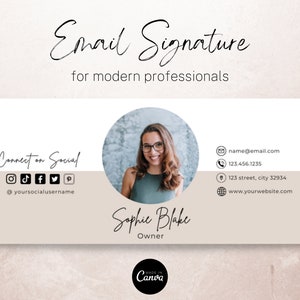 Sjabloon voor e-mailhandtekeningen bewerkbaar in Canva, Gmail-handtekening, e-mailhandtekening voor kleine bedrijven, moderne e-mailhandtekening, blog-e-mail