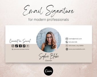 Email Signature Template Editable in Canva, Gmail Signature, Small Business Email Signature, Modern Email Signature, Blog Email