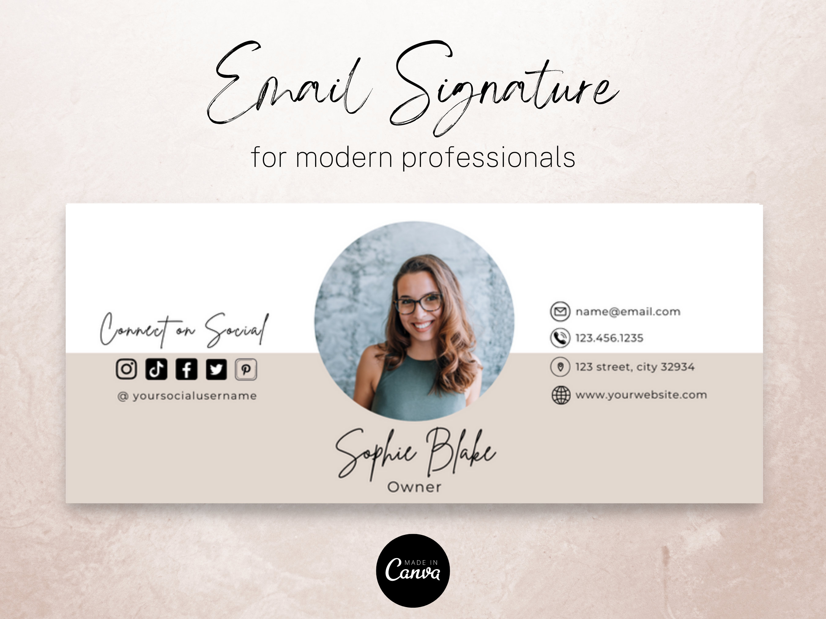 Signature Blog Email Signature Template Editable in Canva, Gmail Signature, Small ...