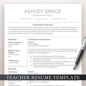 Teacher Resume Template for Word & Pages, Teacher CV Template, Elementary Resume, Teaching Resume, Administration Resume, Education Resume