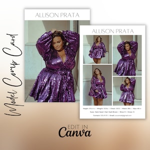 Modeling Comp Card Template, Modeling Photocard, Zed Card for Models, Z Card, Fashion Resume Photo Card, Modeling Compcard, Edit in CANVA