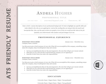 ATS Friendly Resume Template, ATS Resume Template Word , Simple Resume Template, Cv ATS, Professional Resume Template, Minimalist Resume