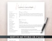 Creative Resume Template for Word and Pages, Professional CV Template + Cover Letter + References, Designer Resume Template, Modern Resume