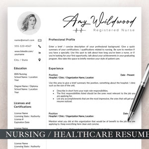 Resume Template for RN editable in Word and Pages, Healthcare Resume with photo, Student Nurse, Medical Assistant, Nursing CV, Medical CV