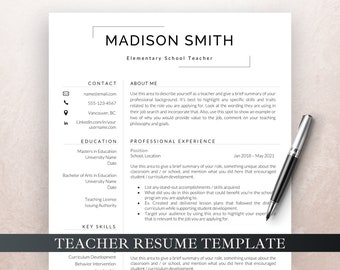 Teacher Resume, Resume Template for Word & Pages, Teacher CV, Elementary Resume, Teaching Resume, Administration Resume, Education Resume