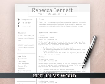 Modello di curriculum e lettera di presentazione, modello di curriculum professionale, lettera di presentazione modello CV moderno, curriculum semplice per Word, curriculum universitario
