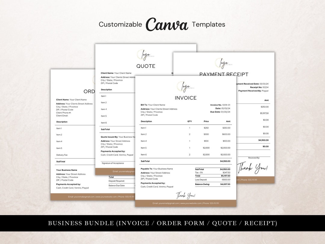 Small Business Forms Bundle Including Invoice, Quote, Order Form and ...
