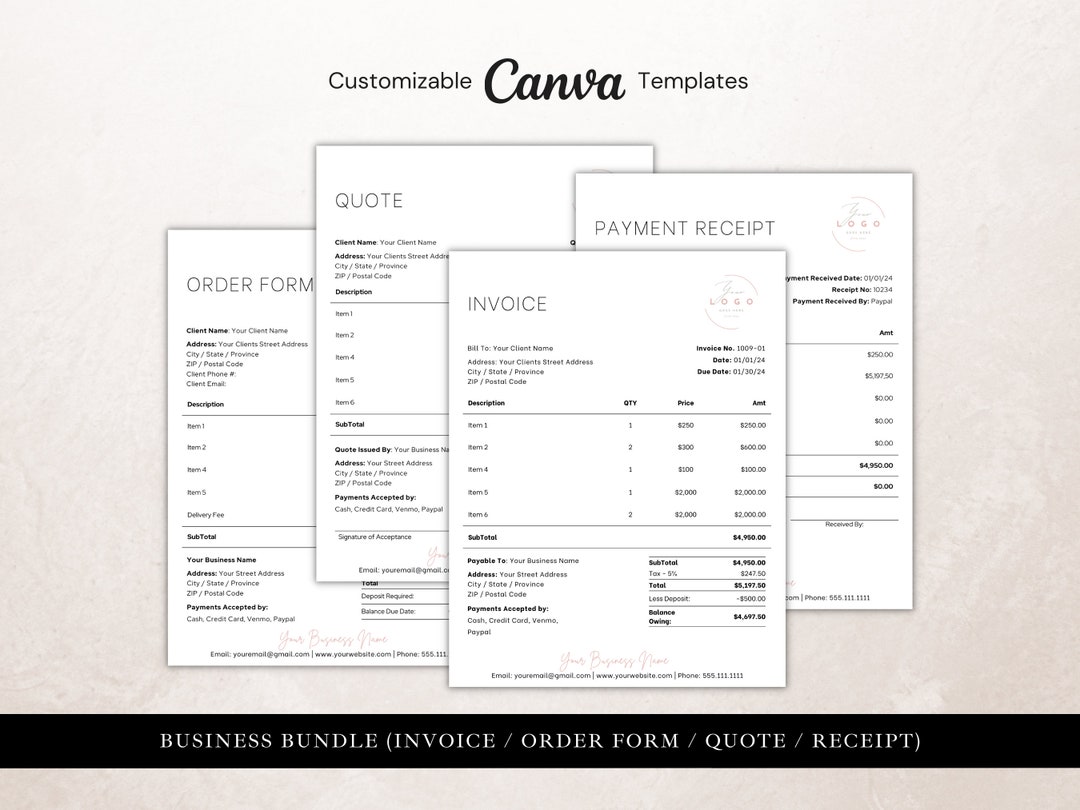 Small Business Forms Bundle Including Invoice, Quote, Order Form and ...