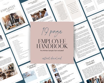 Employee Handbook Template Canva, Editable HR Manual, New Hire Onboarding Kit, Welcome Employee Guide , HR Manual with Pre-written Content
