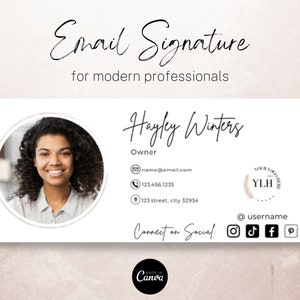 Sjabloon voor e-mailhandtekeningen bewerkbaar in Canva, Gmail-handtekening, e-mailhandtekening voor kleine bedrijven, moderne e-mailhandtekening, blog-e-mail