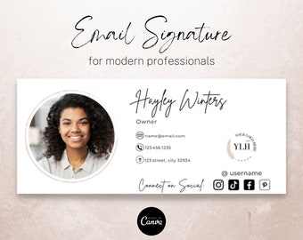 Email Signature Template Editable in Canva, Gmail Signature, Small Business Email Signature, Modern Email Signature, Blog Email