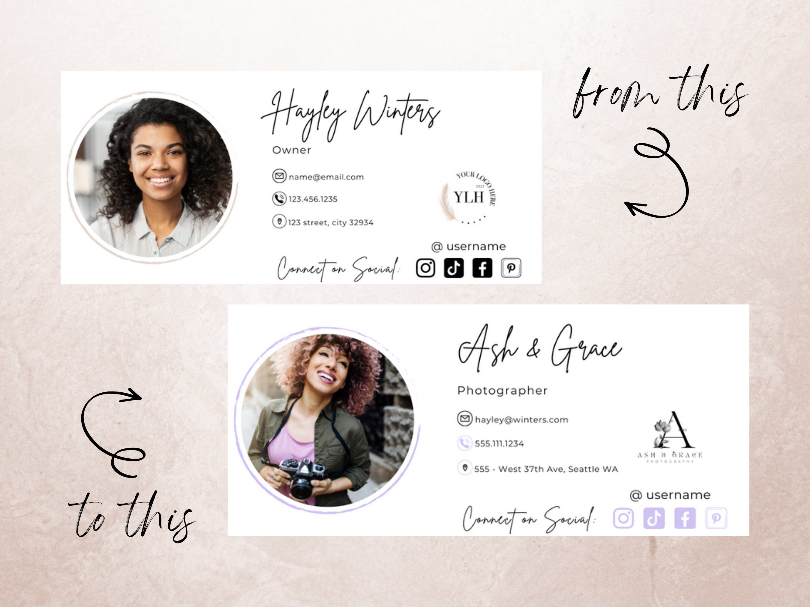 Signature Blog Email Signature Template Editable in Canva, Gmail Signature, Small ...