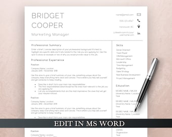 Modelo de currículo universitário, modelo de currículo, modelo de currículo profissional para Word e páginas, currículo simples e carta de apresentação com referências