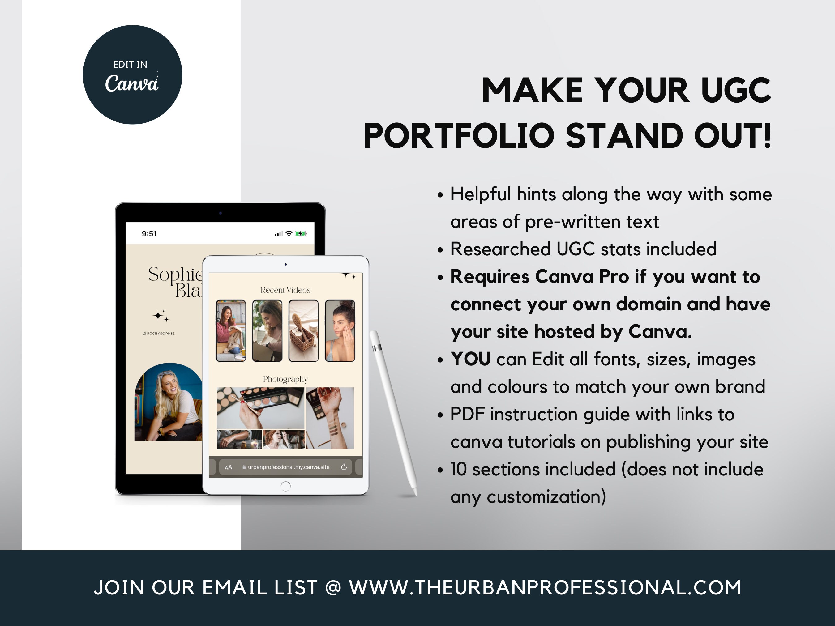 UGC Portfolio, UGC Website Template Editable in Canva, UGC Media Kit ...