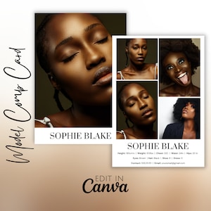 Modeling Comp Card Template, Modeling Photocard, Zed Card for Models, Z Card, Fashion Resume Photo Card, Modeling Compcard, Edit in CANVA