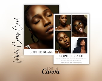 Modeling Comp Card Template, Modeling Photocard, Zed Card for Models, Z Card, Fashion Resume Photo Card, Modeling Compcard, Edit in CANVA