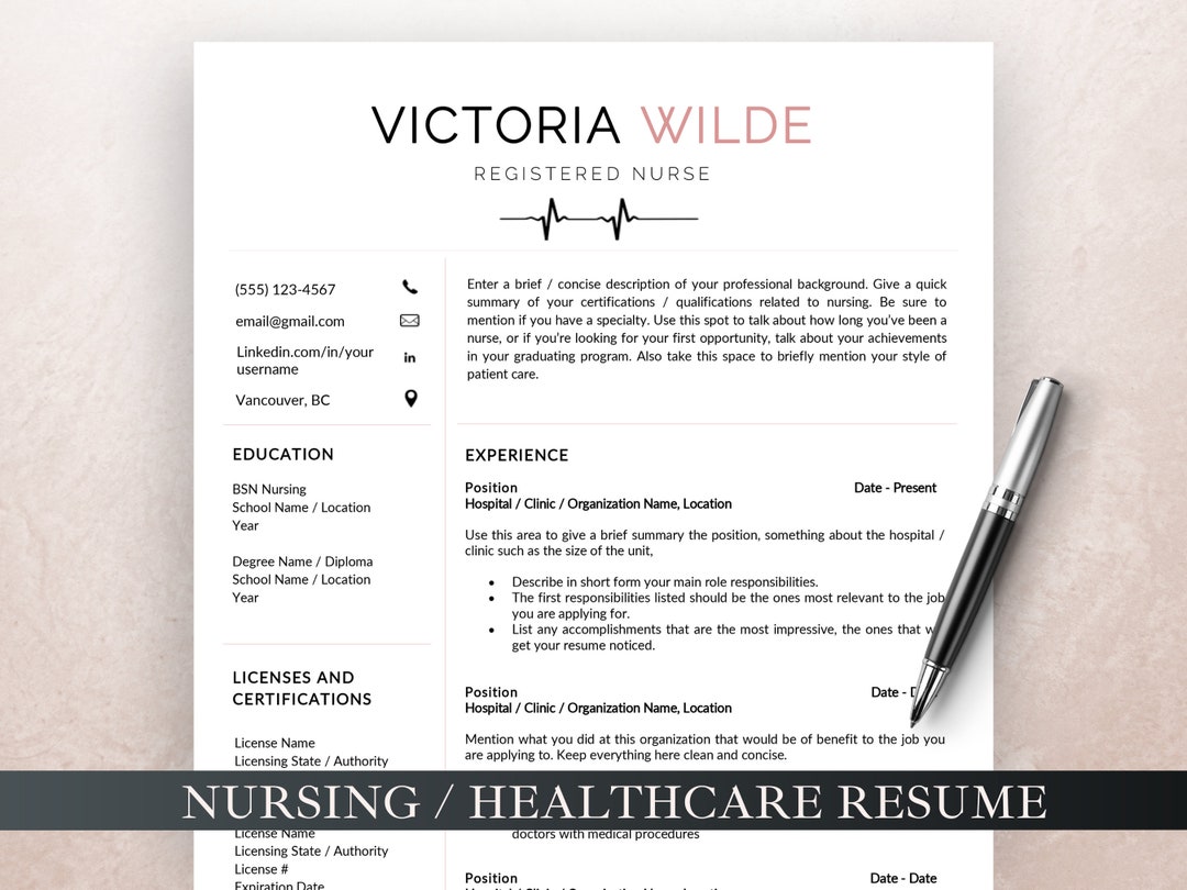 New Grad Nursing Resume Template for Word and Pages, RN Resume, Student New Grad Nursing Resume Template for Word and Pages, RN Resume, Student