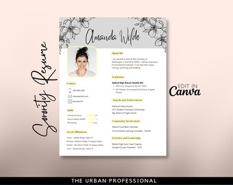 Sorority Resume Template CANVA, Sorority Resume with Photo Template, Sorority CV Template, Sorority Recruitment Packet, Sorority Rush Resume