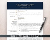 Professional Executive Resume Template, Modern Resume for Word and Pages, CEO Resume and Cover Letter, 2 Page Resume Template, CV Template