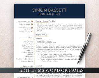 Professional Executive Resume Template, Modern Resume for Word and Pages, CEO Resume and Cover Letter, 2 Page Resume Template, CV Template