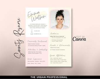 Sorority Resume Template CANVA, Sorority Resume with Photo Template, Sorority CV Template, Sorority Recruitment Packet, Sorority Rush Resume