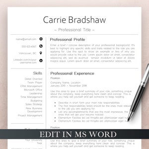 Clean Modern Resume Template, CV Template and Cover Letter, Resume Template MS Word, Instant Digital Download, College Resume Template
