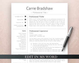 Clean Modern Resume Template, CV Template and Cover Letter, Resume Template MS Word, Instant Digital Download, College Resume Template