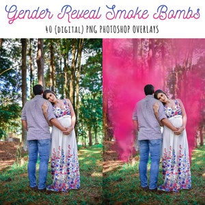 Gender Reveal Smoke Bomb PNG Photoshop Overlays - Set of 40