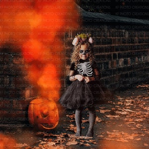 Oranje Rookbom Halloween Pompoen Digitale Achtergrond