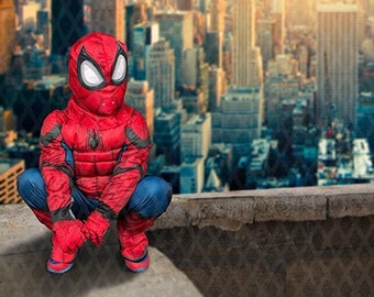 Superhero City Ledge Digital Backdrop, Digital Background