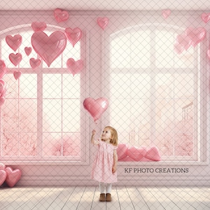 Valentine&#39;s Pink Heart Balloons Digital Background