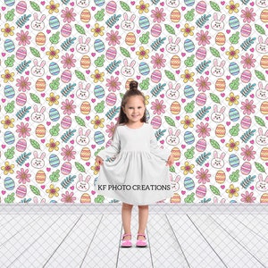 2 PACK - Pastel Floral Easter Bunny Studio Digital Background