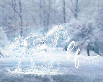 Cenário digital do cavalo aquático, fundo digital do cavalo aquático