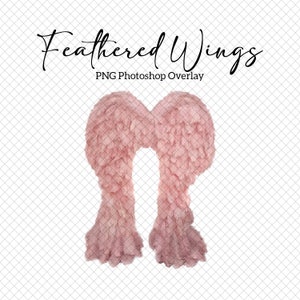 Pink Feathered Angel Wings PNG Photoshop Overlay
