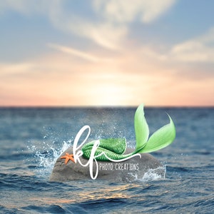 Mermaid Rock Digital Backdrop, Mermaid Rock Digital Background