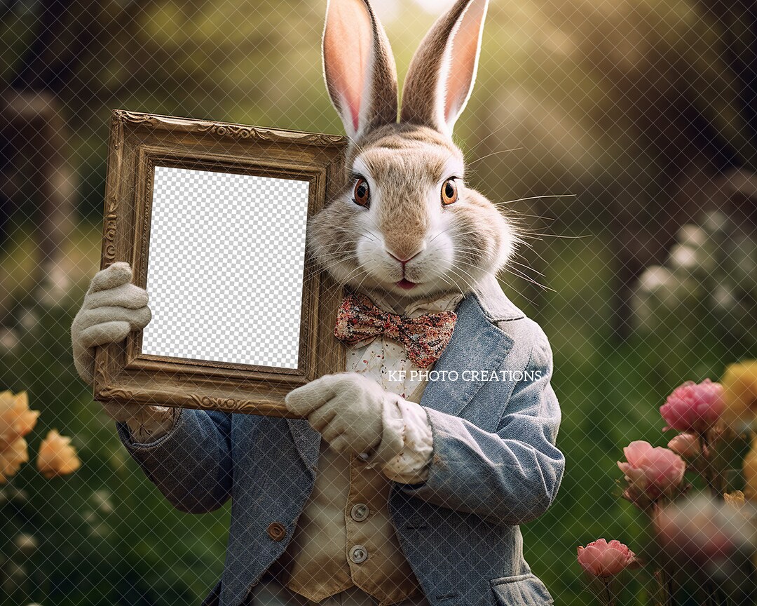 Easter Bunny Photo Frame Digital Backdrop, Easter Bunny Photo Frame