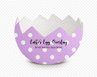 Digital Purple Polka Dot Easter Egg Prop PNG Overlay