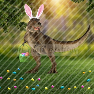 Easter T-Rex Digital Backdrop, Easter T-Rex Digital Background