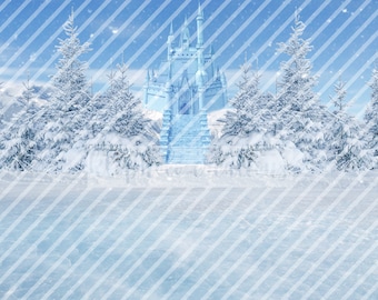 Sfondo del castello di ghiaccio, sfondo digitale del castello di ghiaccio