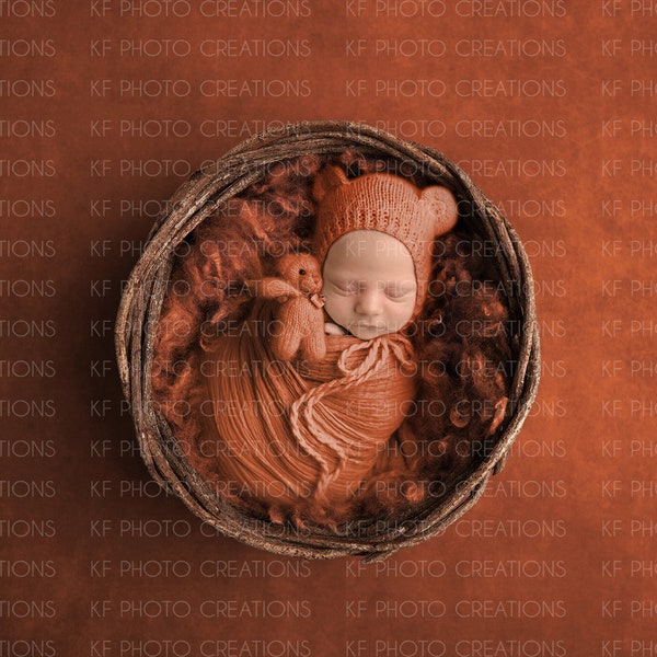 Solid Orange Newborn Basket Digital Background