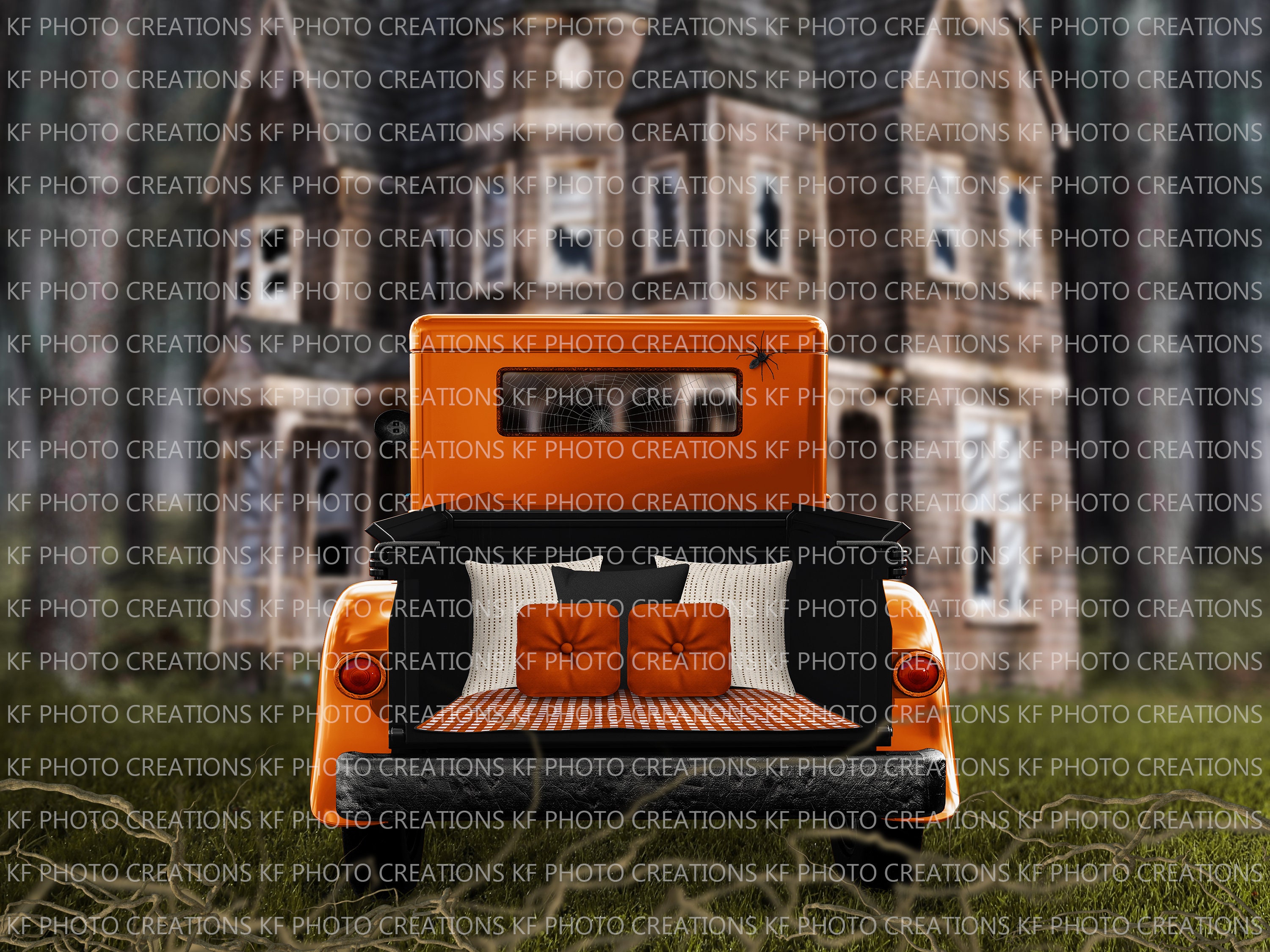 Spooky Halloween Truck Bed Digital Backdrop Spooky Halloween - Etsy