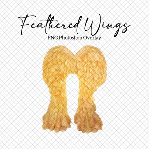 Yellow Feathered Angel Wings PNG Photoshop Overlay