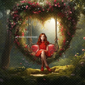 Valentine&#39;s Floral Heart Swing Digital Background