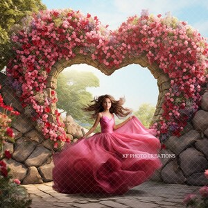 Valentine&#39;s Floral Stone Love Heart Archway Digital Background