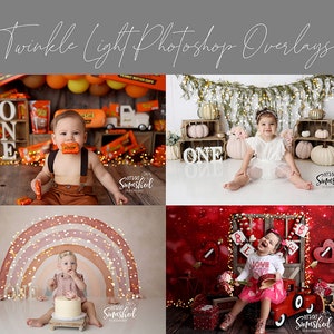 Realistic Twinkle Light Overlays for Photographers, Cake Smash Twinkle Light Overlays, Newborn Twinkle Light Overlays