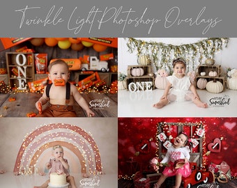 Superposiciones realistas de twinkle light para fotógrafos, superposiciones de luz Twinkle Smash Cake, superposiciones de luz Twinkle para recién nacidos