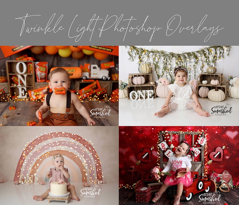 Realistic Twinkle Light Overlays for Photographers, Cake Smash Twinkle Light Overlays, Newborn Twinkle Light Overlays image 1