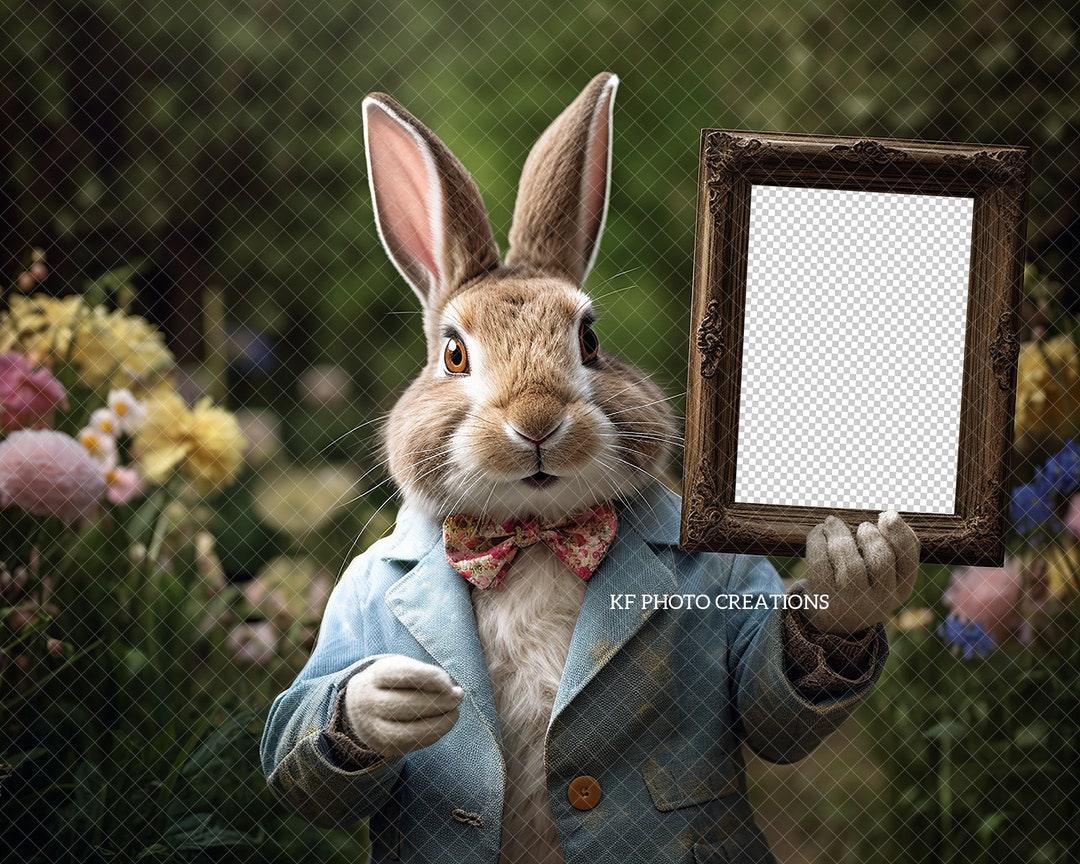 Easter Bunny Photo Frame Digital Backdrop, Easter Bunny Photo Frame