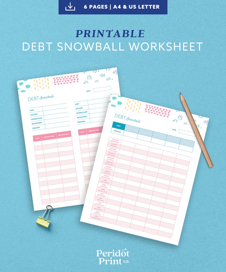 Printable Debt Snowball Worksheet Debt Snowball Planner - Etsy