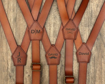 Genuine leather suspenders men brown suspenders Wedding Suspenders Mens Suspenders Groomsmen Suspenders Rustic Suspenders Rustic Wedding